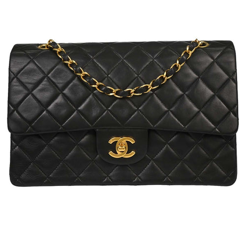 Chanel Black Lambskin Medium Classic Double Flap Shoulder Bag