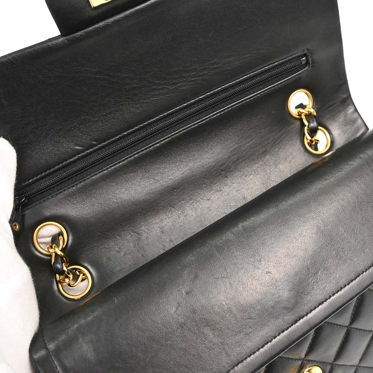 Chanel Black Lambskin Medium Classic Double Flap Shoulder Bag