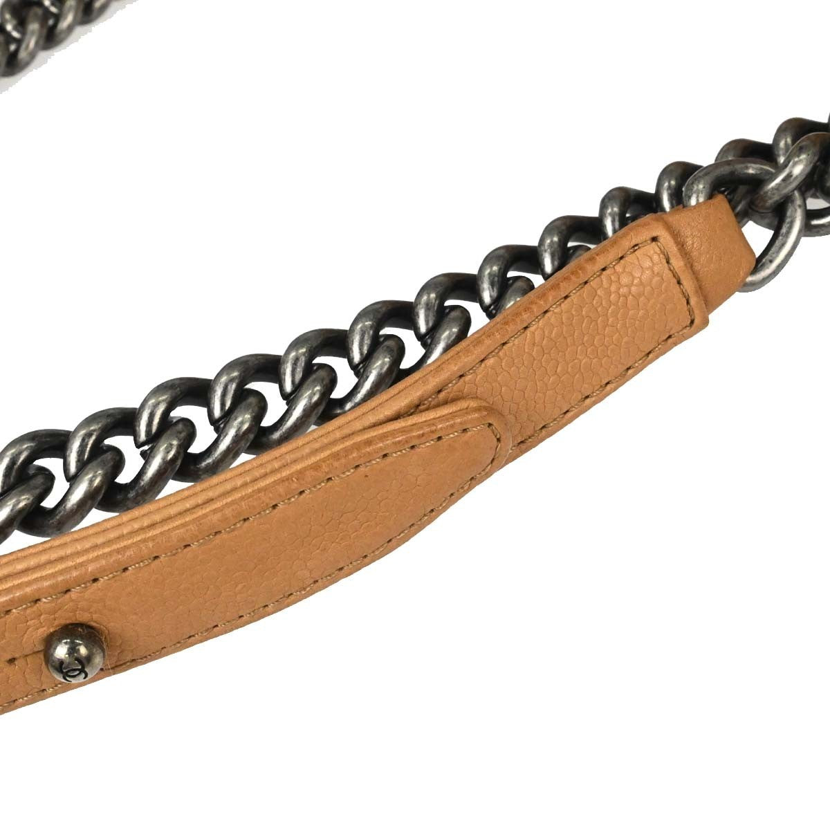 Chanel Boy Beige Calfskin Medium Chain Shoulder Bag