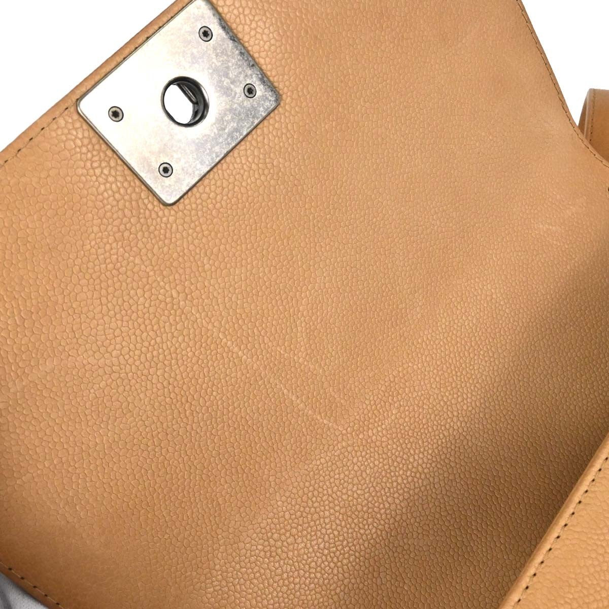 Chanel Boy Beige Calfskin Medium Chain Shoulder Bag
