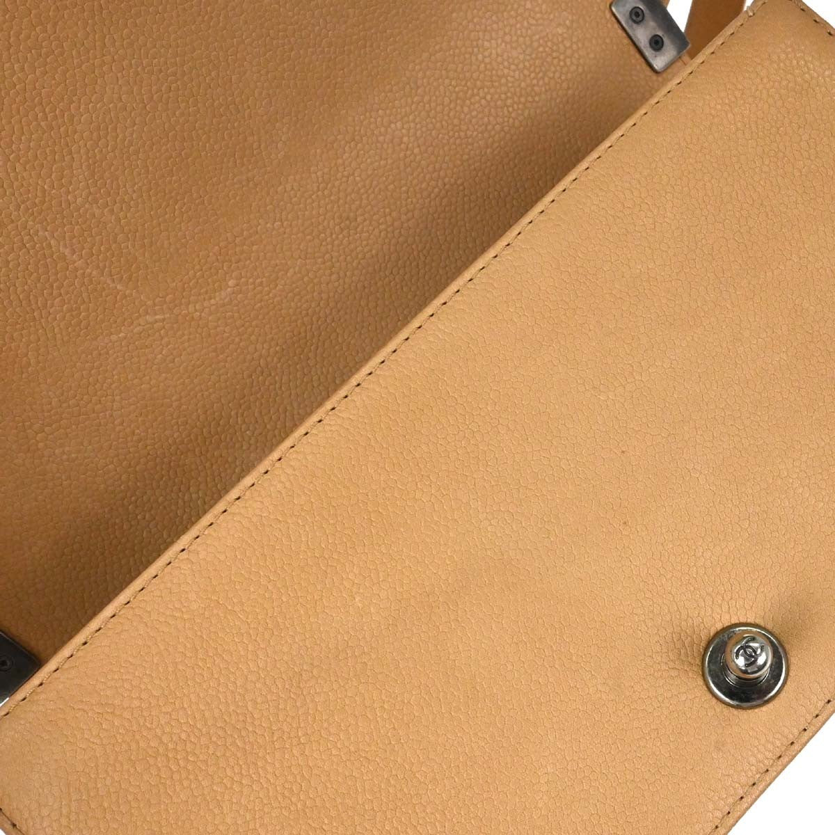 Chanel Boy Beige Calfskin Medium Chain Shoulder Bag