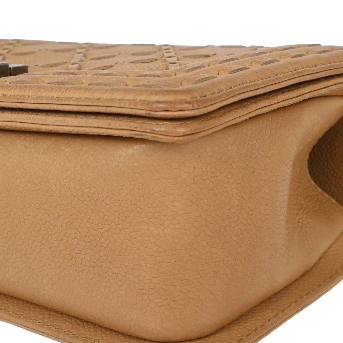 Chanel Boy Beige Calfskin Medium Chain Shoulder Bag