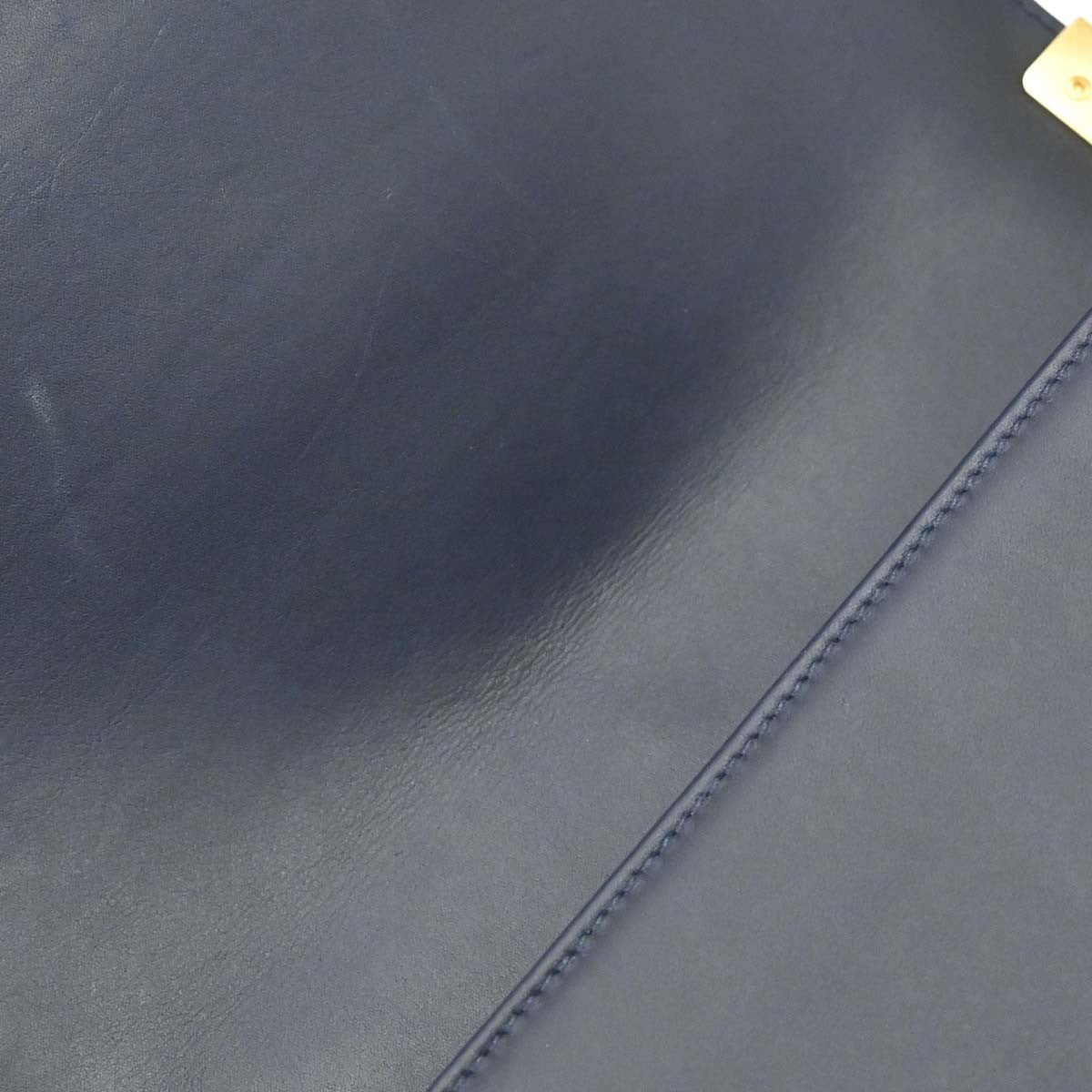 Chanel Boy Black Navy Calfskin Medium Chain Shoulder Bag