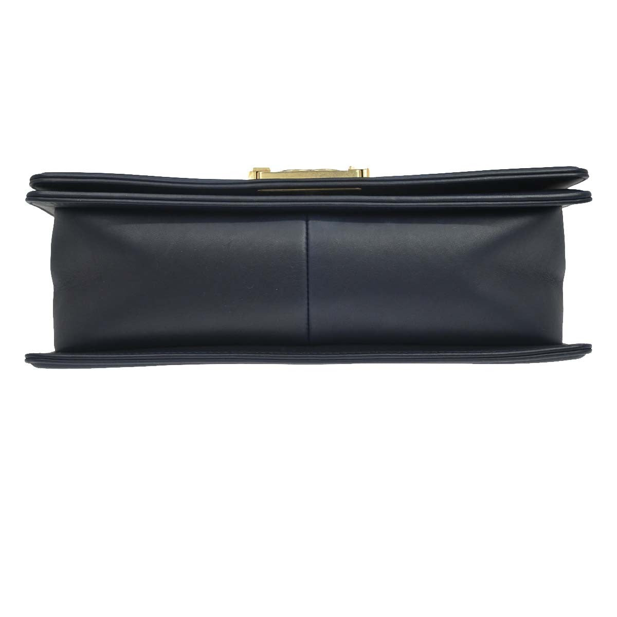 Chanel Boy Black Navy Calfskin Medium Chain Shoulder Bag