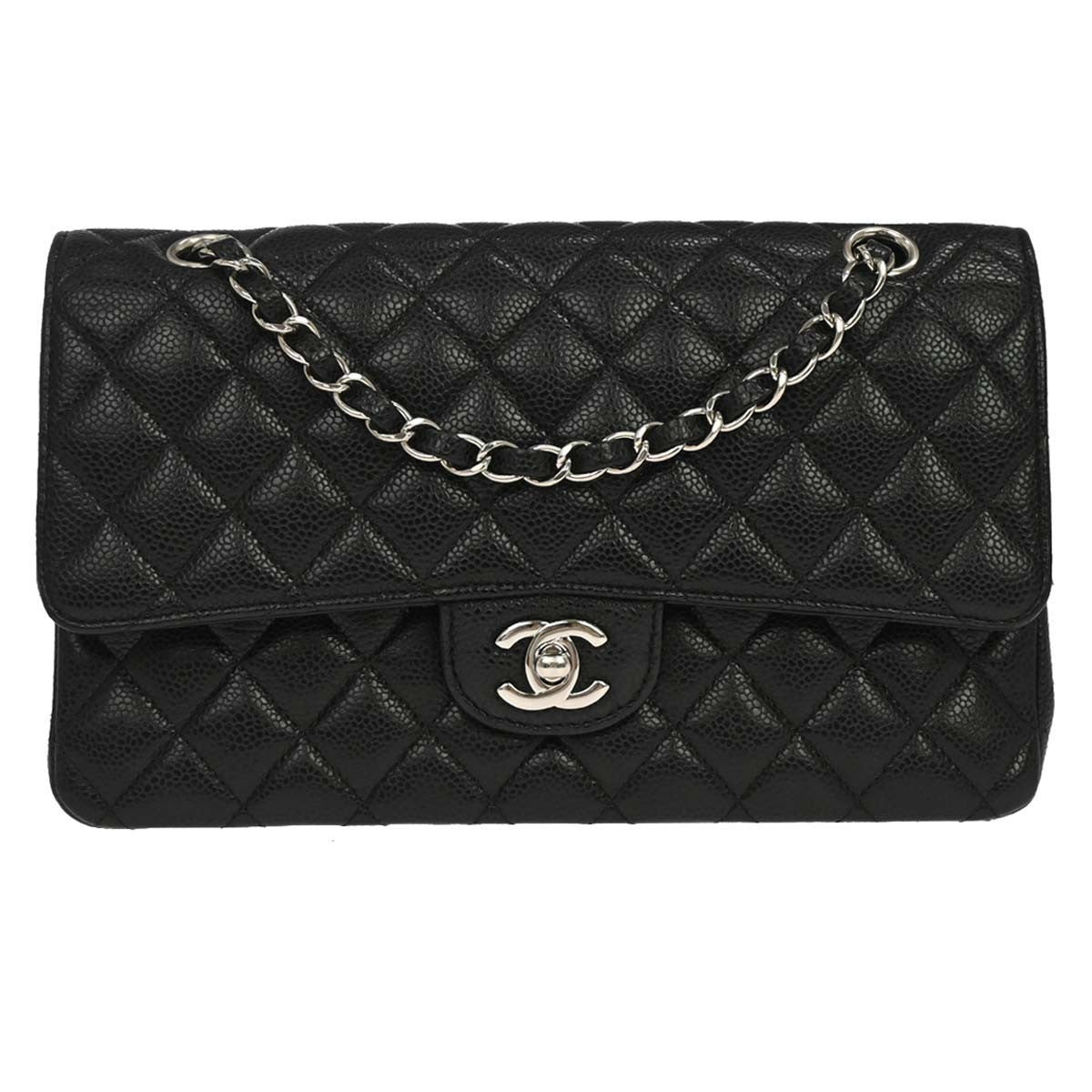 Chanel Black Calfskin Medium Classic Double Flap Shoulder Bag