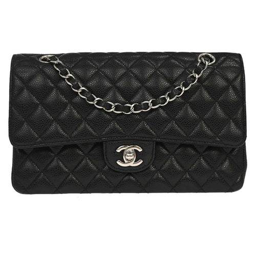 Chanel Black Calfskin Medium Classic Double Flap Shoulder Bag