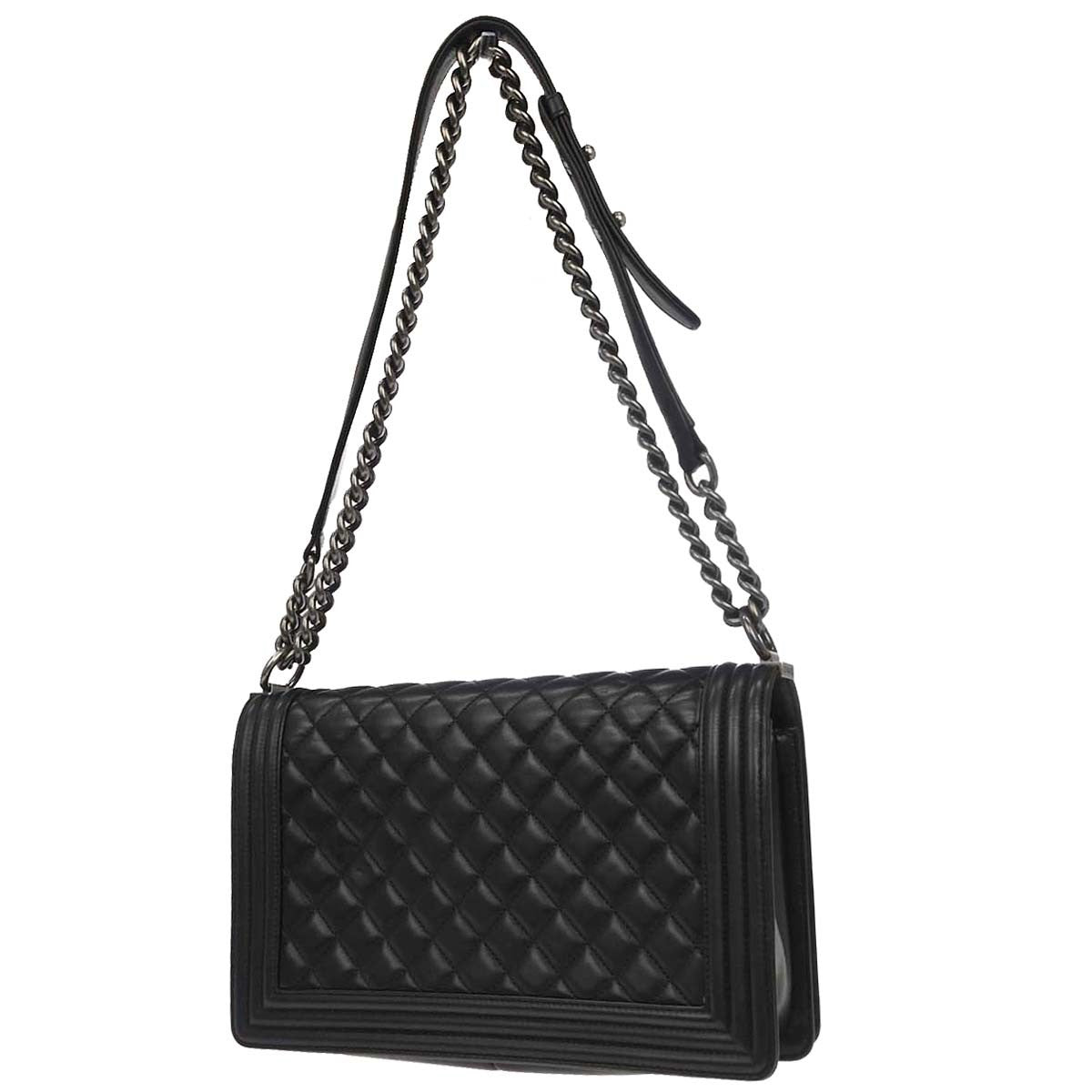 Chanel Boy Black Lambskin Medium Shoulder Bag