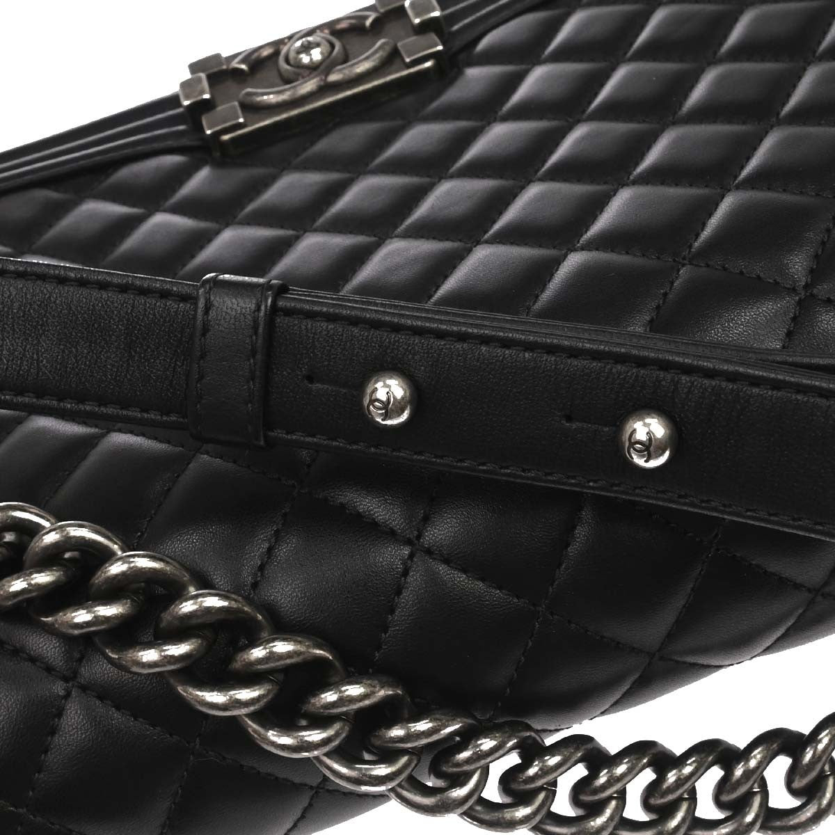 Chanel Boy Black Lambskin Medium Shoulder Bag
