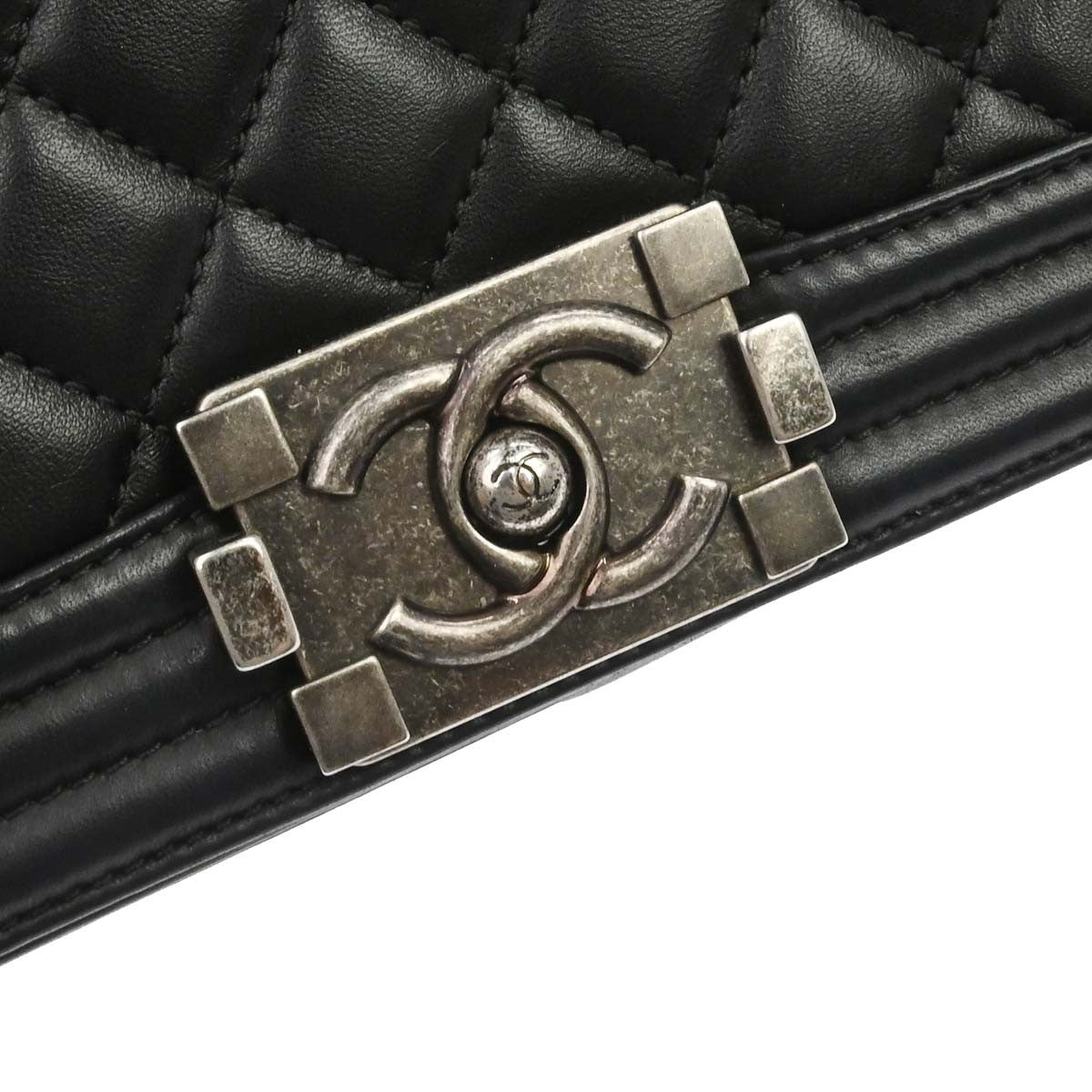 Chanel Boy Black Lambskin Medium Shoulder Bag