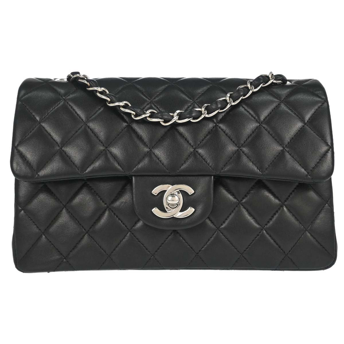 Chanel Black Lambskin Small Classic Double Flap Shoulder Bag