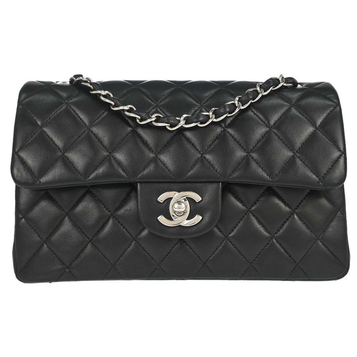 Chanel Black Lambskin Small Classic Double Flap Shoulder Bag