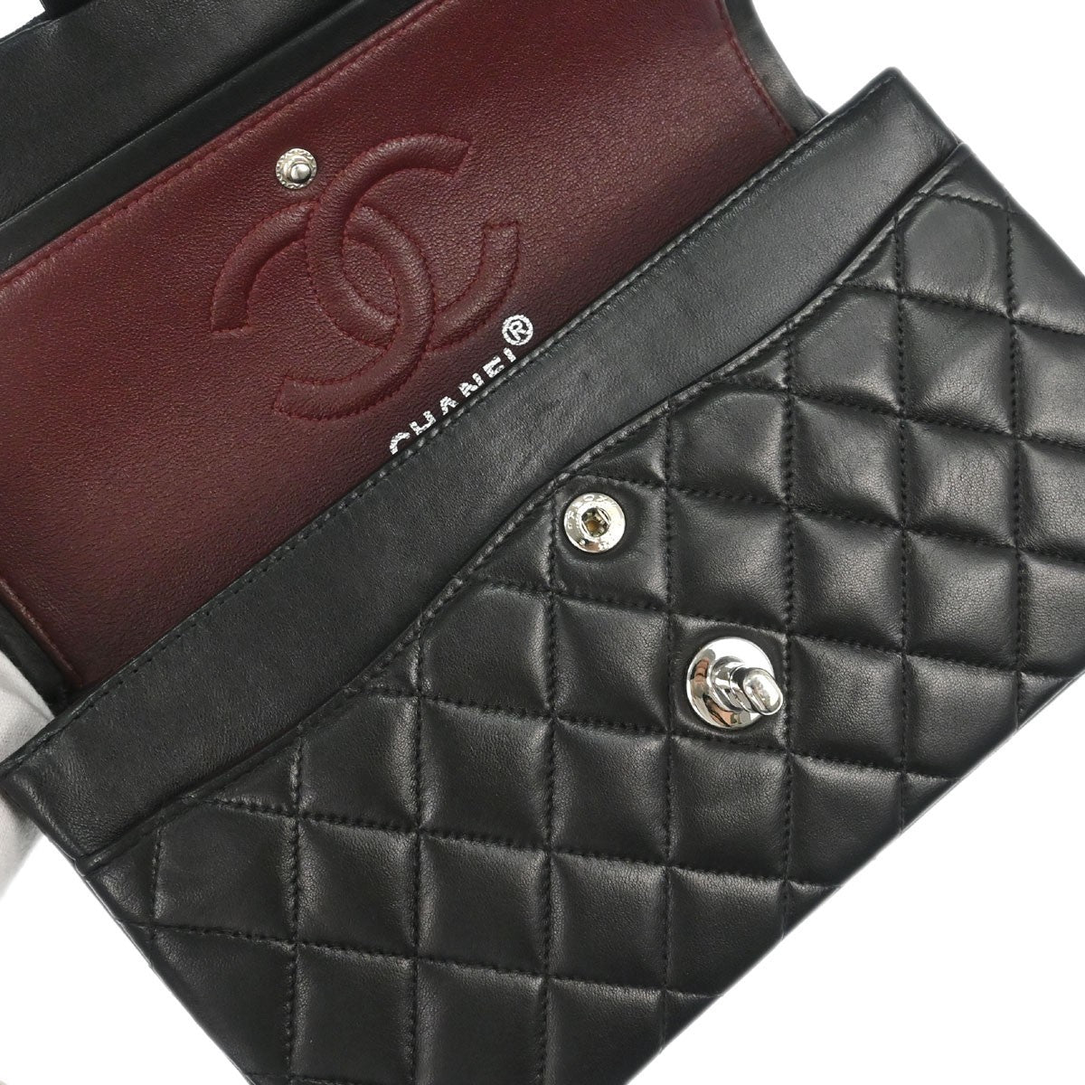 Chanel Black Lambskin Small Classic Double Flap Shoulder Bag