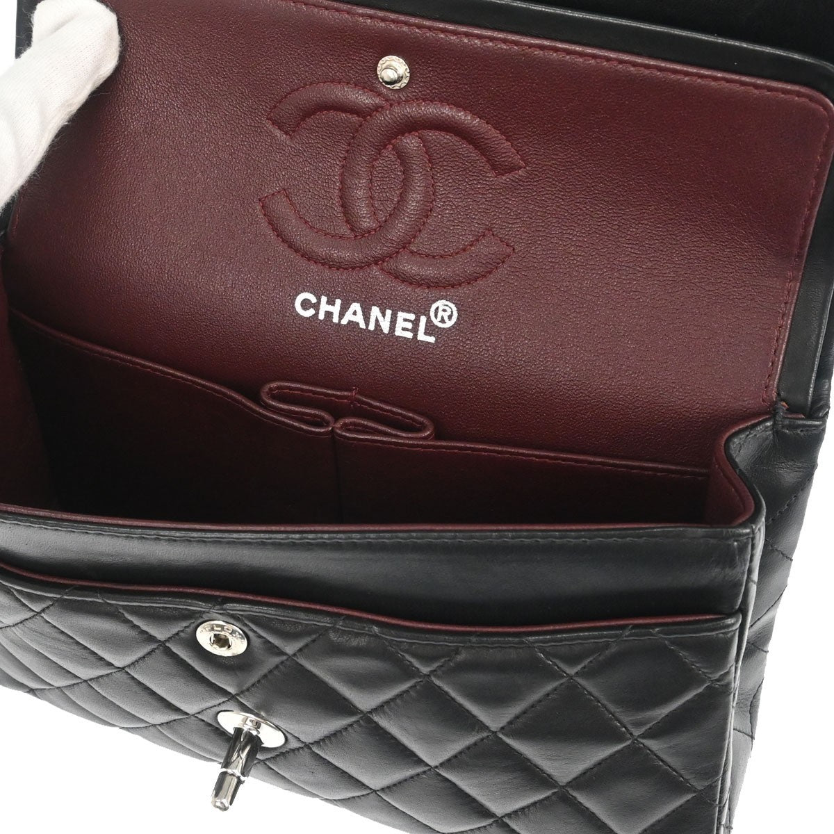 Chanel Black Lambskin Small Classic Double Flap Shoulder Bag