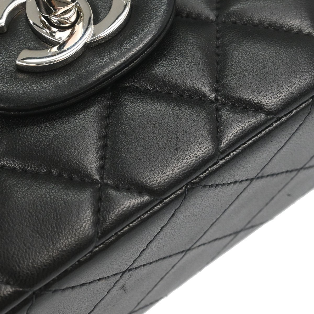 Chanel Black Lambskin Small Classic Double Flap Shoulder Bag