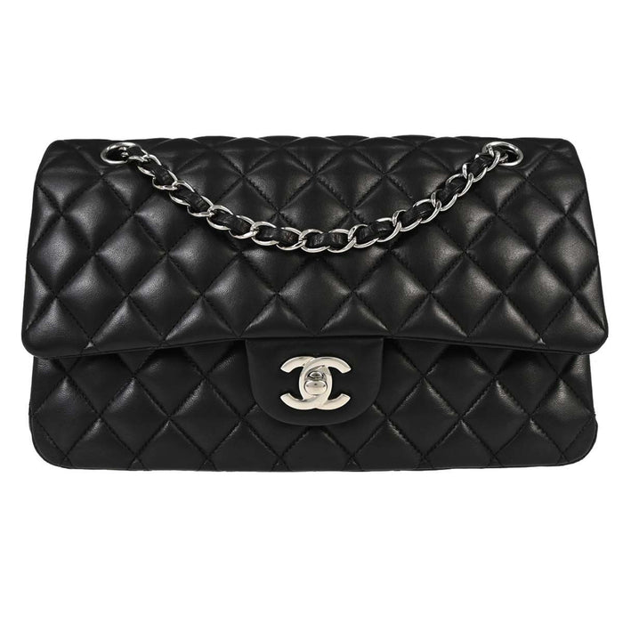 Chanel Black Lambskin Medium Classic Double Flap Shoulder Bag