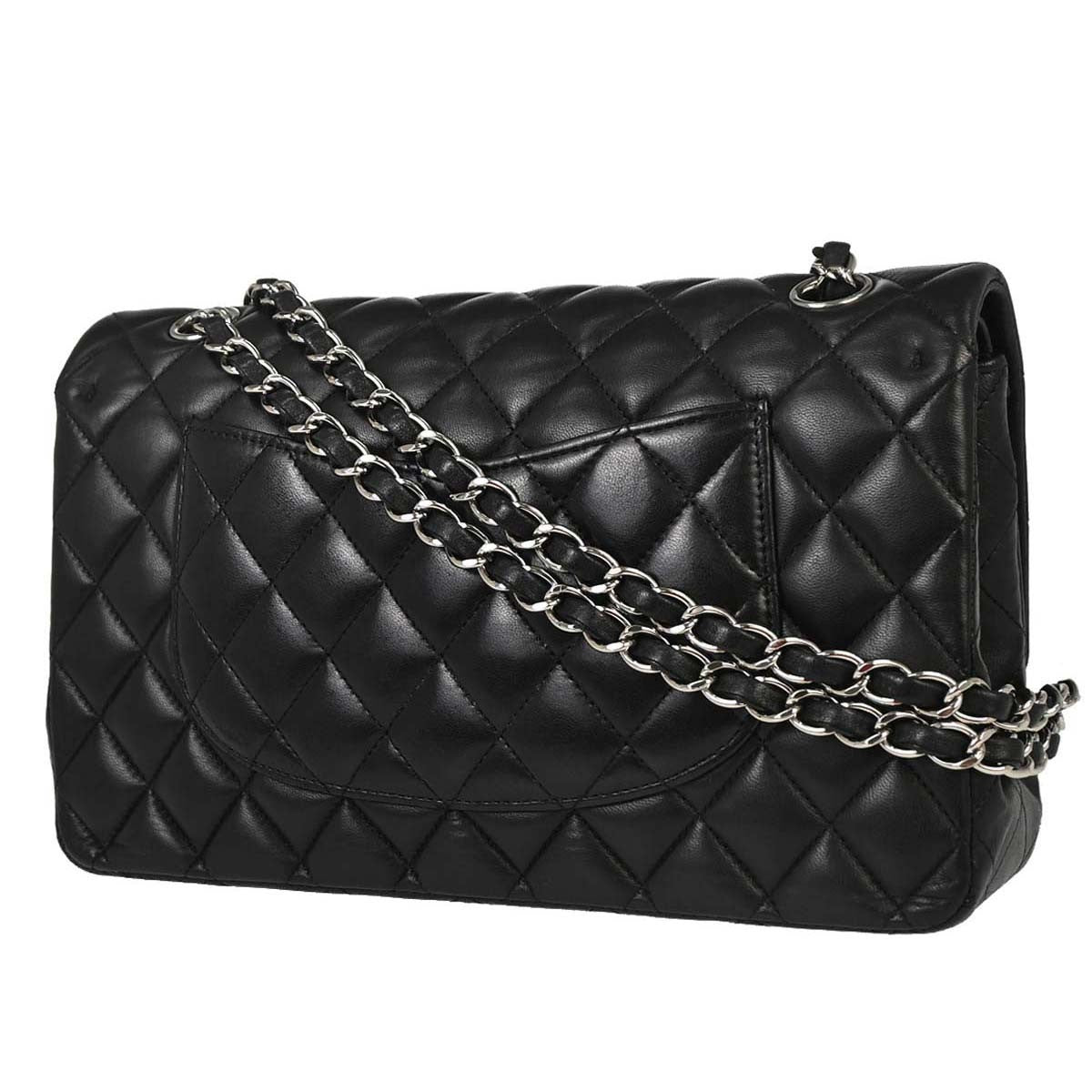 Chanel Black Lambskin Medium Classic Double Flap Shoulder Bag