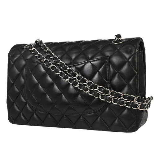 Chanel Black Lambskin Medium Classic Double Flap Shoulder Bag