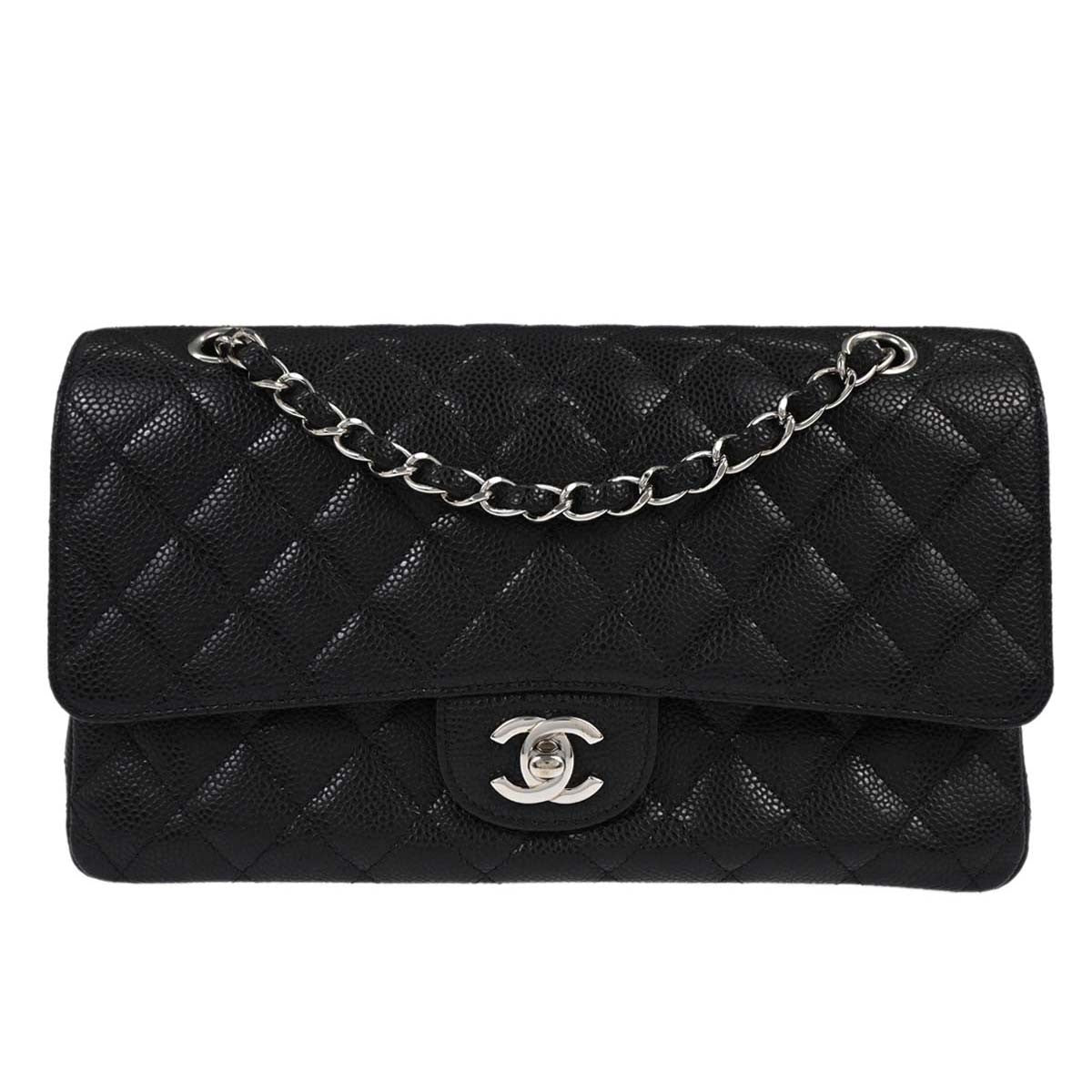 Chanel Black Calfskin Medium Classic Double Flap Shoulder Bag