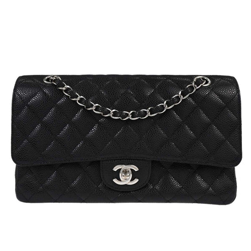 Chanel Black Calfskin Medium Classic Double Flap Shoulder Bag