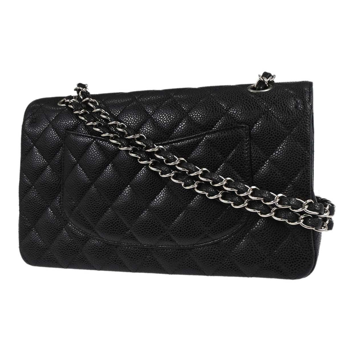 Chanel Black Calfskin Medium Classic Double Flap Shoulder Bag