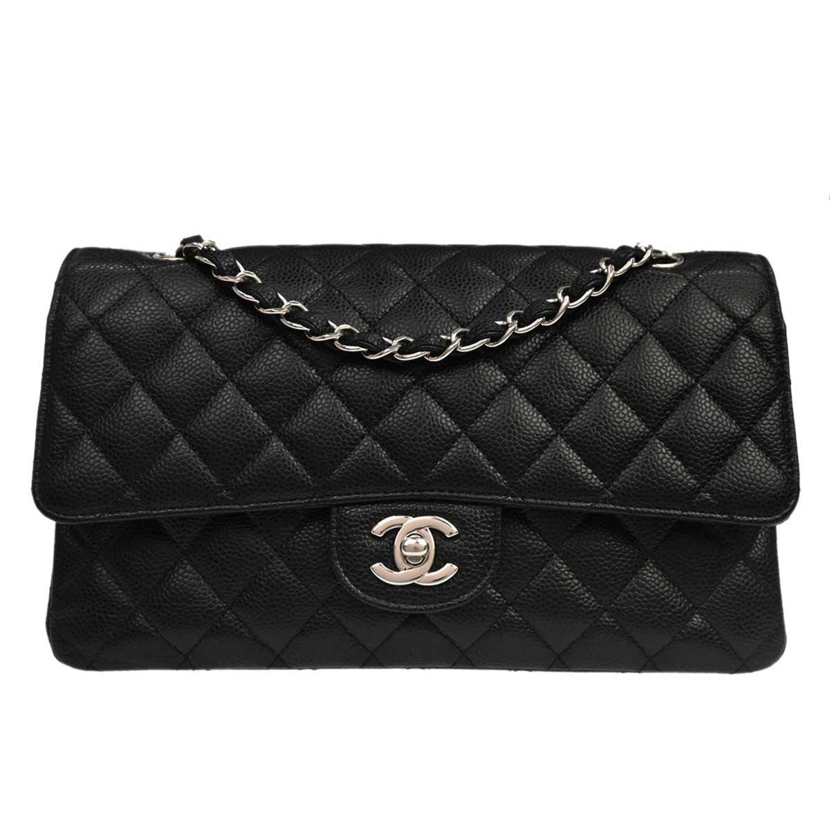 Chanel Black Calfskin Medium Classic Double Flap Shoulder Bag