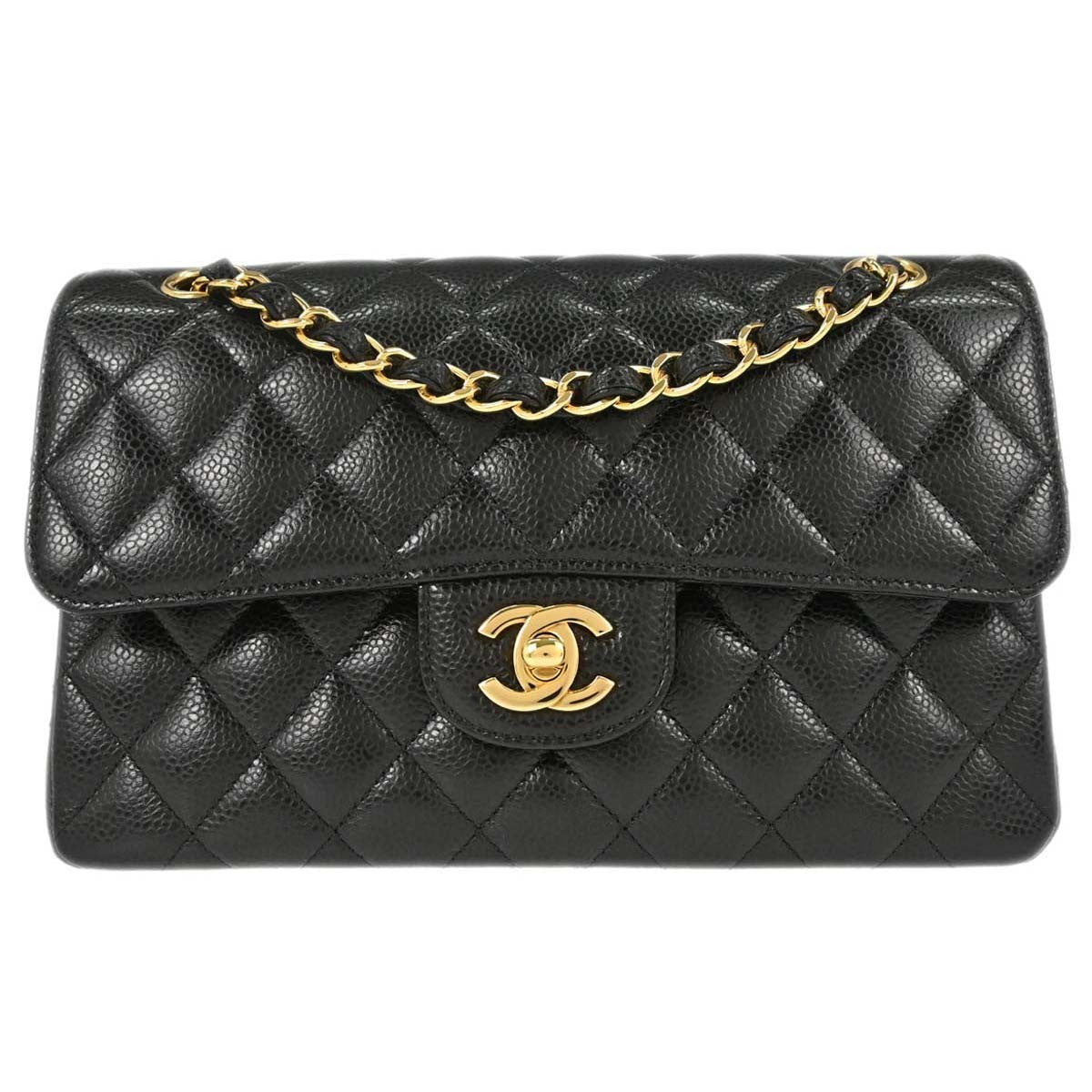 Chanel Black Calfskin Small Classic Double Flap Shoulder Bag