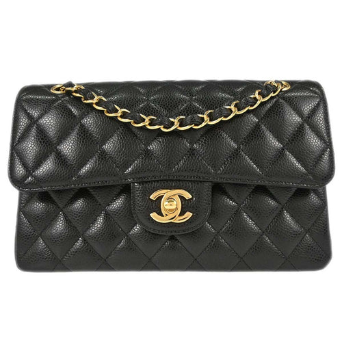 Chanel Black Calfskin Small Classic Double Flap Shoulder Bag