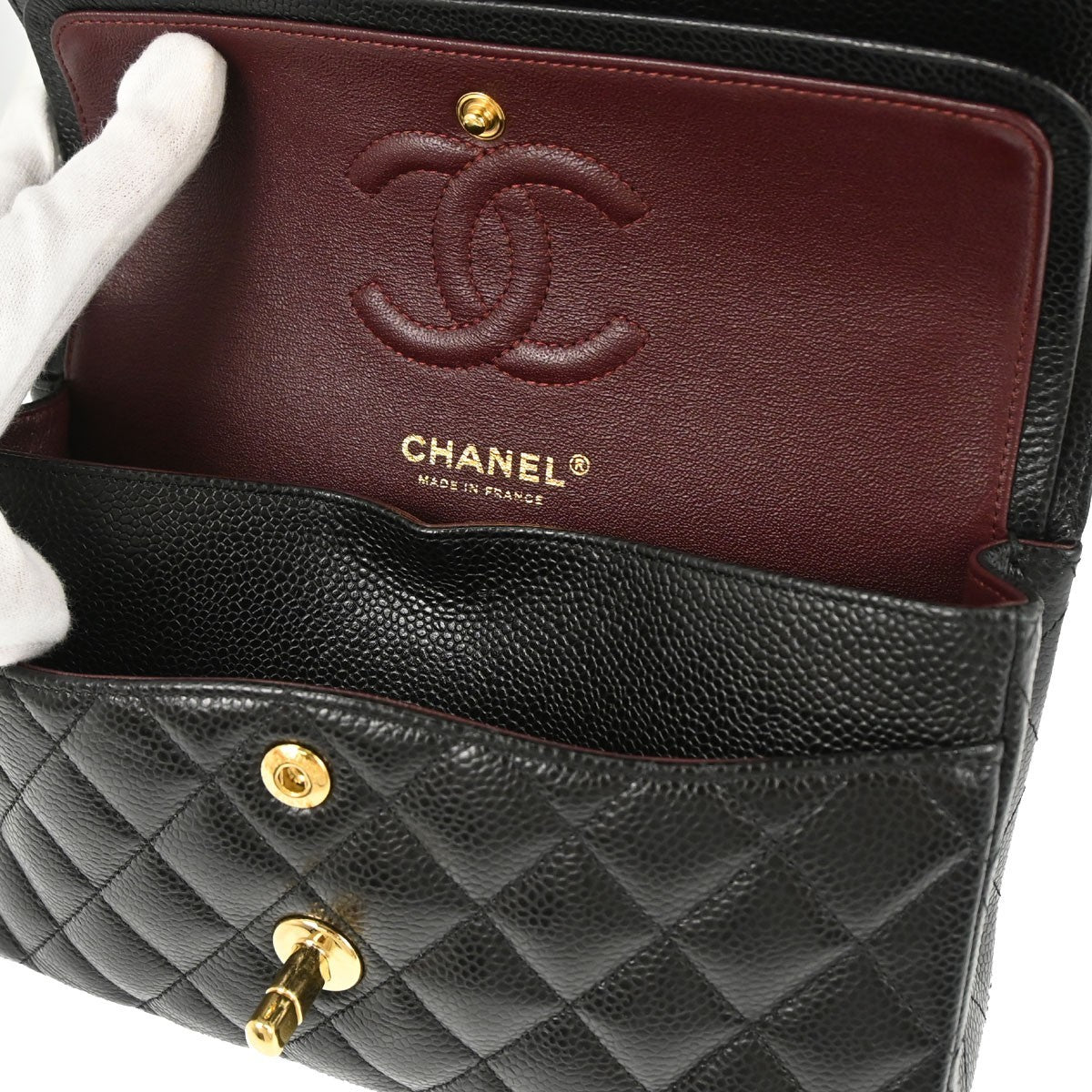 Chanel Black Calfskin Small Classic Double Flap Shoulder Bag