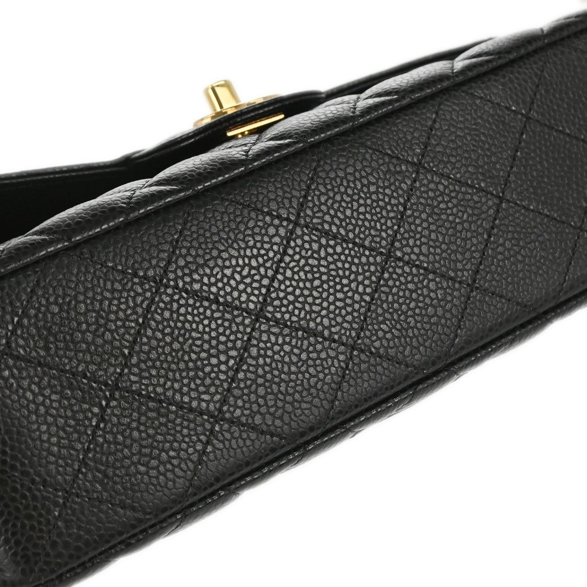 Chanel Black Calfskin Small Classic Double Flap Shoulder Bag