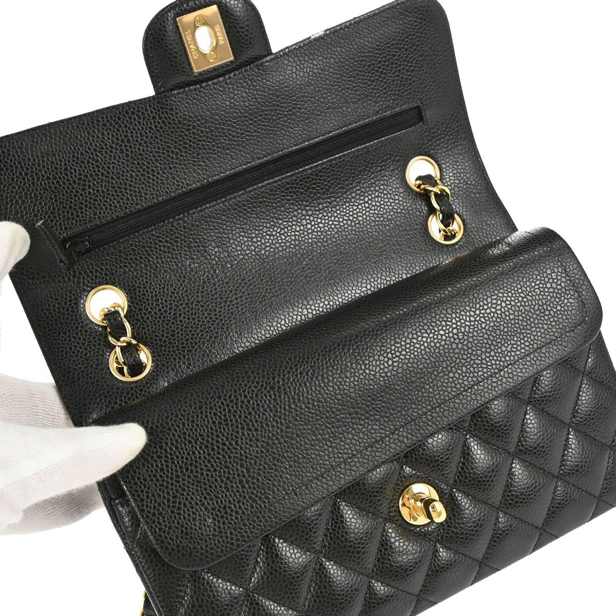 Chanel Black Calfskin Small Classic Double Flap Shoulder Bag
