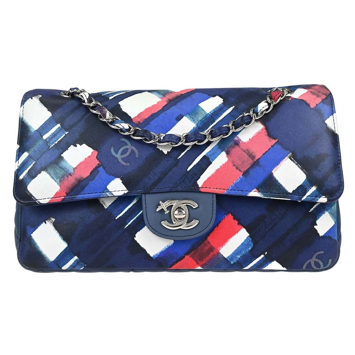 Chanel Navy Lambskin Airline Medium Classic Double Flap Shoulder Bag