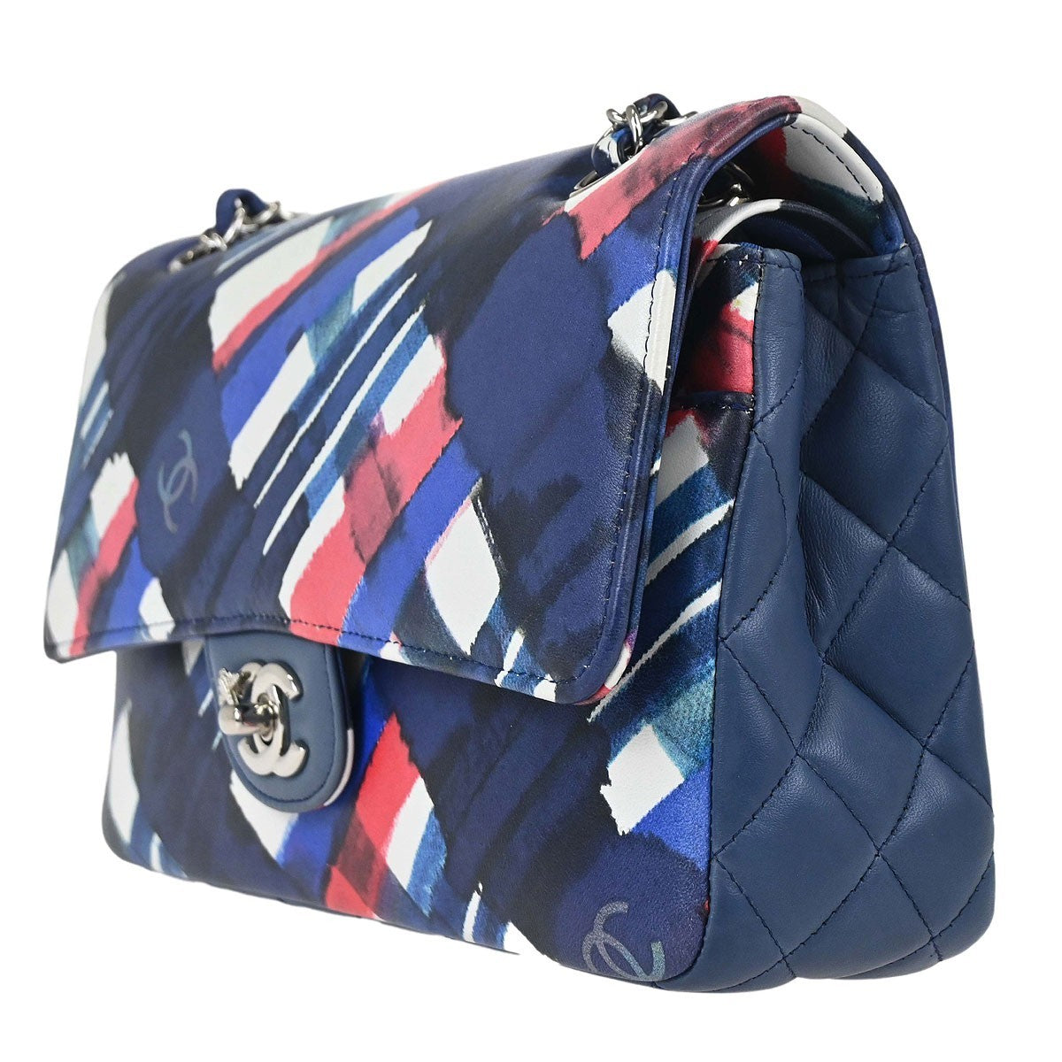 Chanel Navy Lambskin Airline Medium Classic Double Flap Shoulder Bag