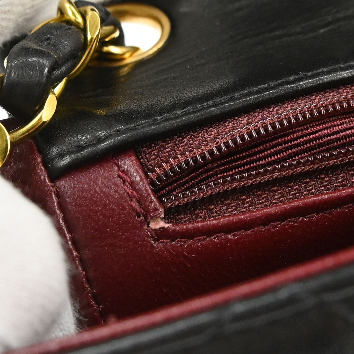 Chanel Black Lambskin Mini Classic Square Flap 17 Shoulder Bag