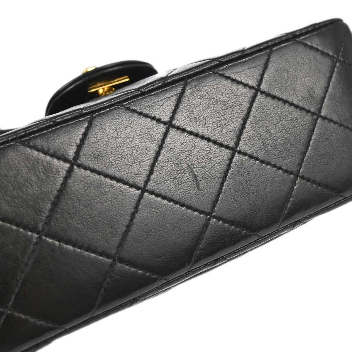 Chanel Black Lambskin Mini Classic Square Flap 17 Shoulder Bag