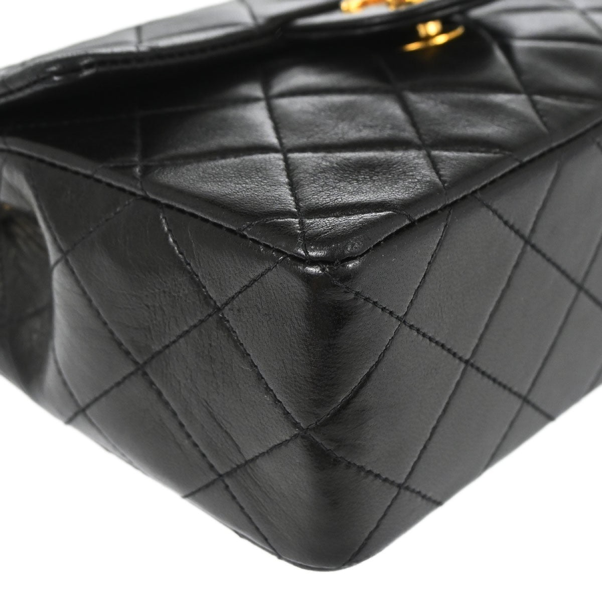 Chanel Black Lambskin Mini Classic Square Flap 17 Shoulder Bag
