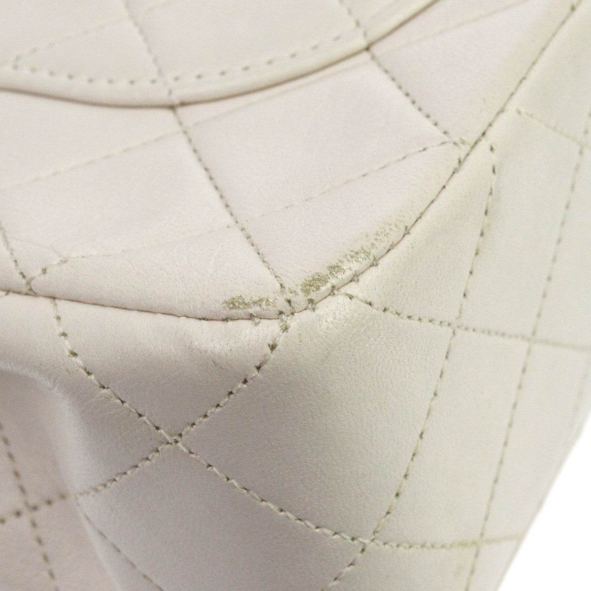 Chanel White Lambskin Small Classic Double Flap Shoulder Bag