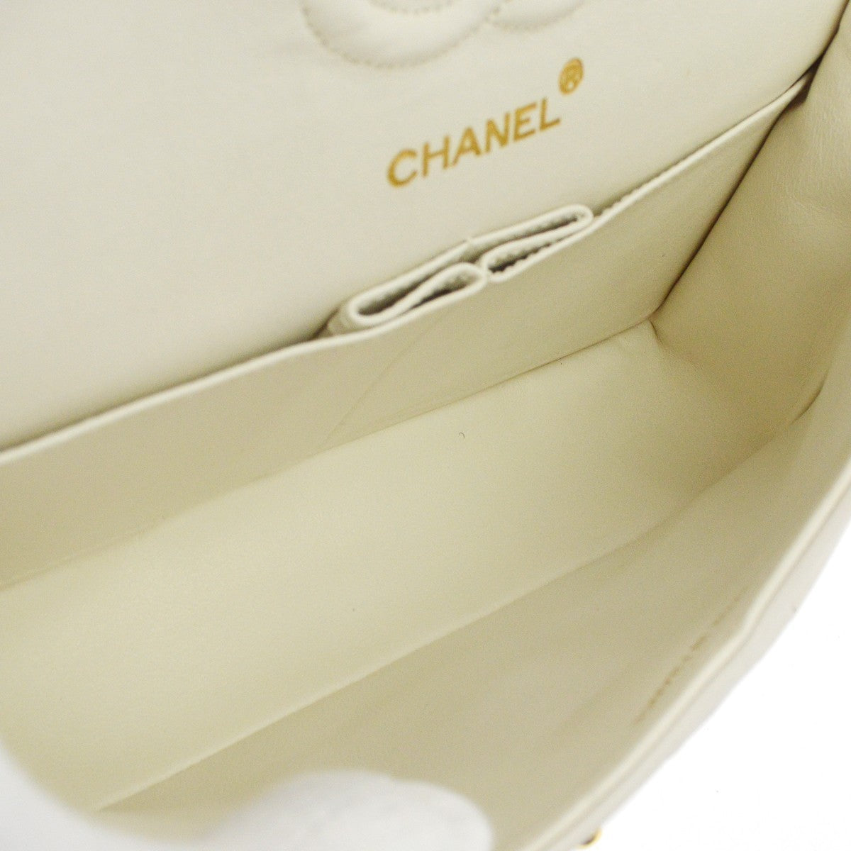 Chanel White Lambskin Small Classic Double Flap Shoulder Bag