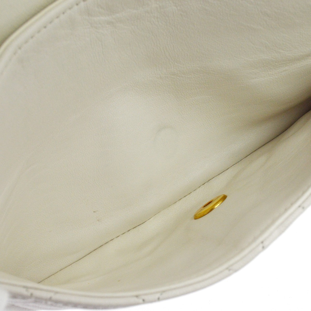 Chanel White Lambskin Small Classic Double Flap Shoulder Bag