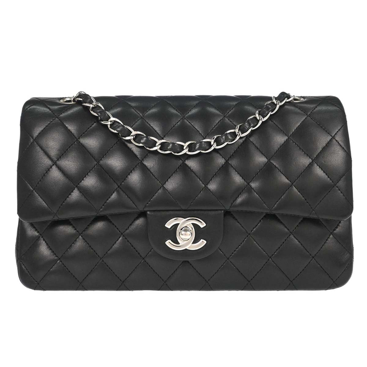 Chanel Black Lambskin Medium Classic Double Flap Shoulder Bag