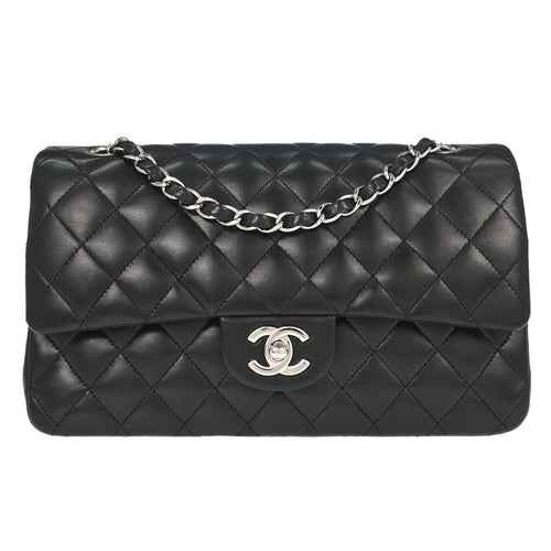 Chanel Black Lambskin Medium Classic Double Flap Shoulder Bag