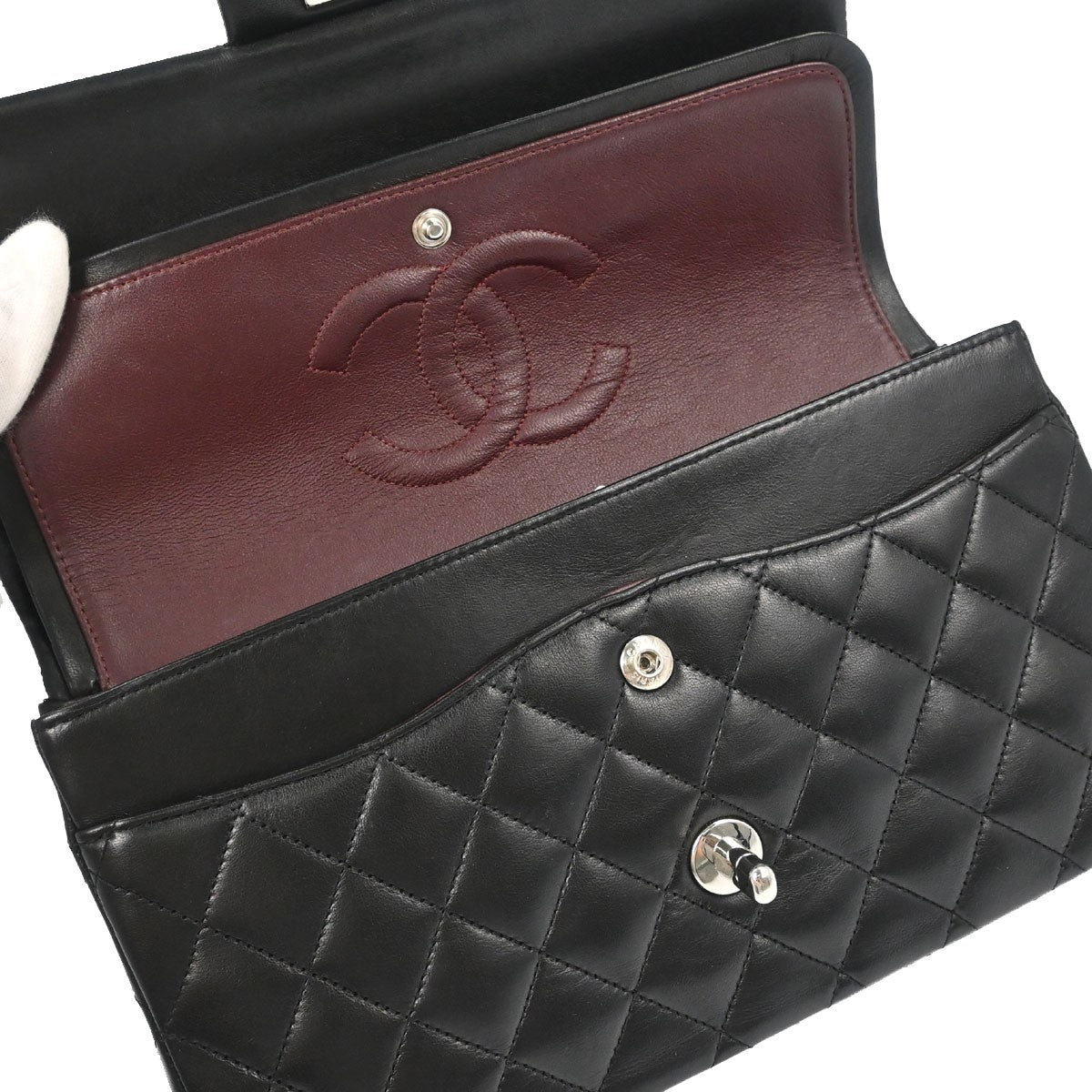 Chanel Black Lambskin Medium Classic Double Flap Shoulder Bag