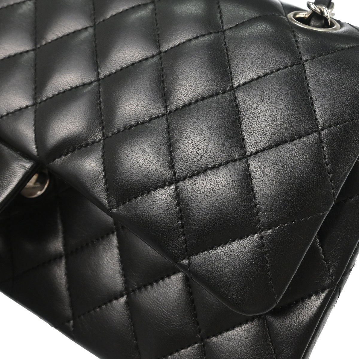 Chanel Black Lambskin Medium Classic Double Flap Shoulder Bag
