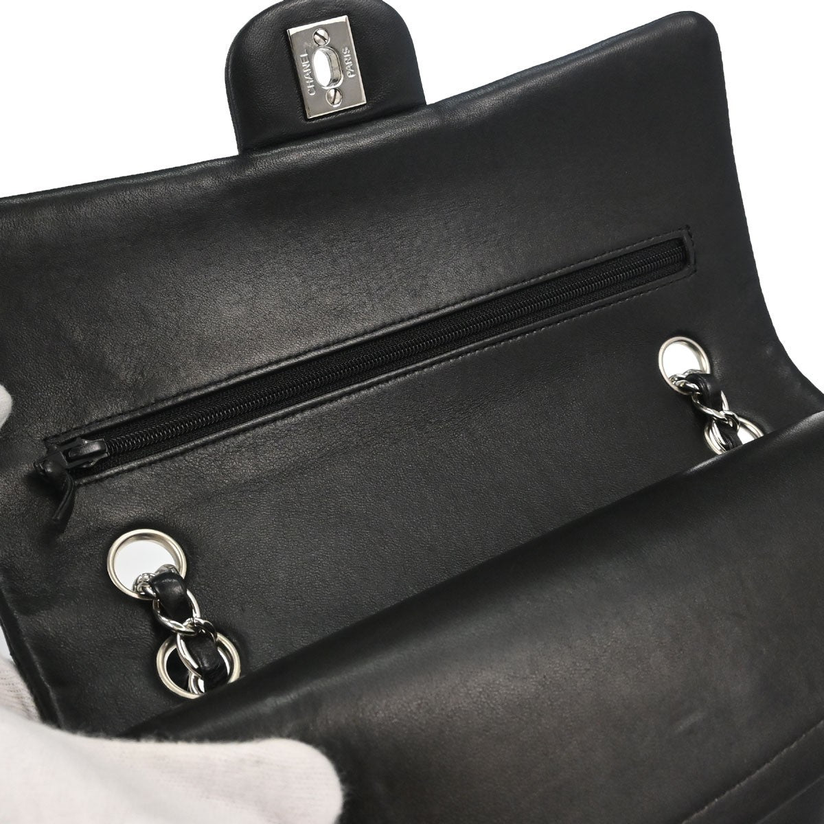 Chanel Black Lambskin Medium Classic Double Flap Shoulder Bag
