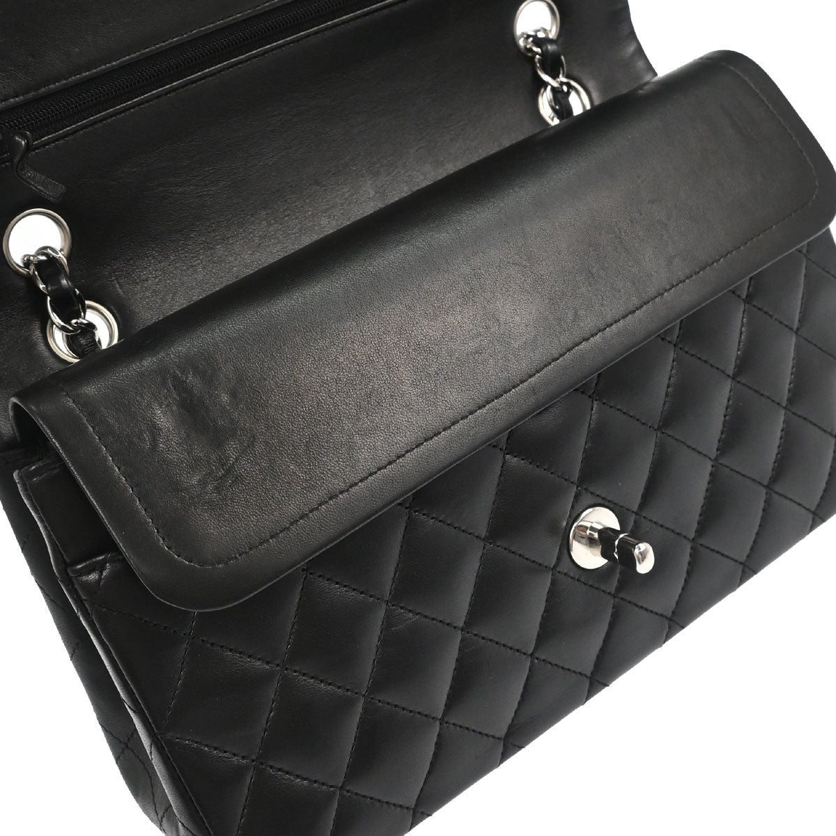 Chanel Black Lambskin Medium Classic Double Flap Shoulder Bag