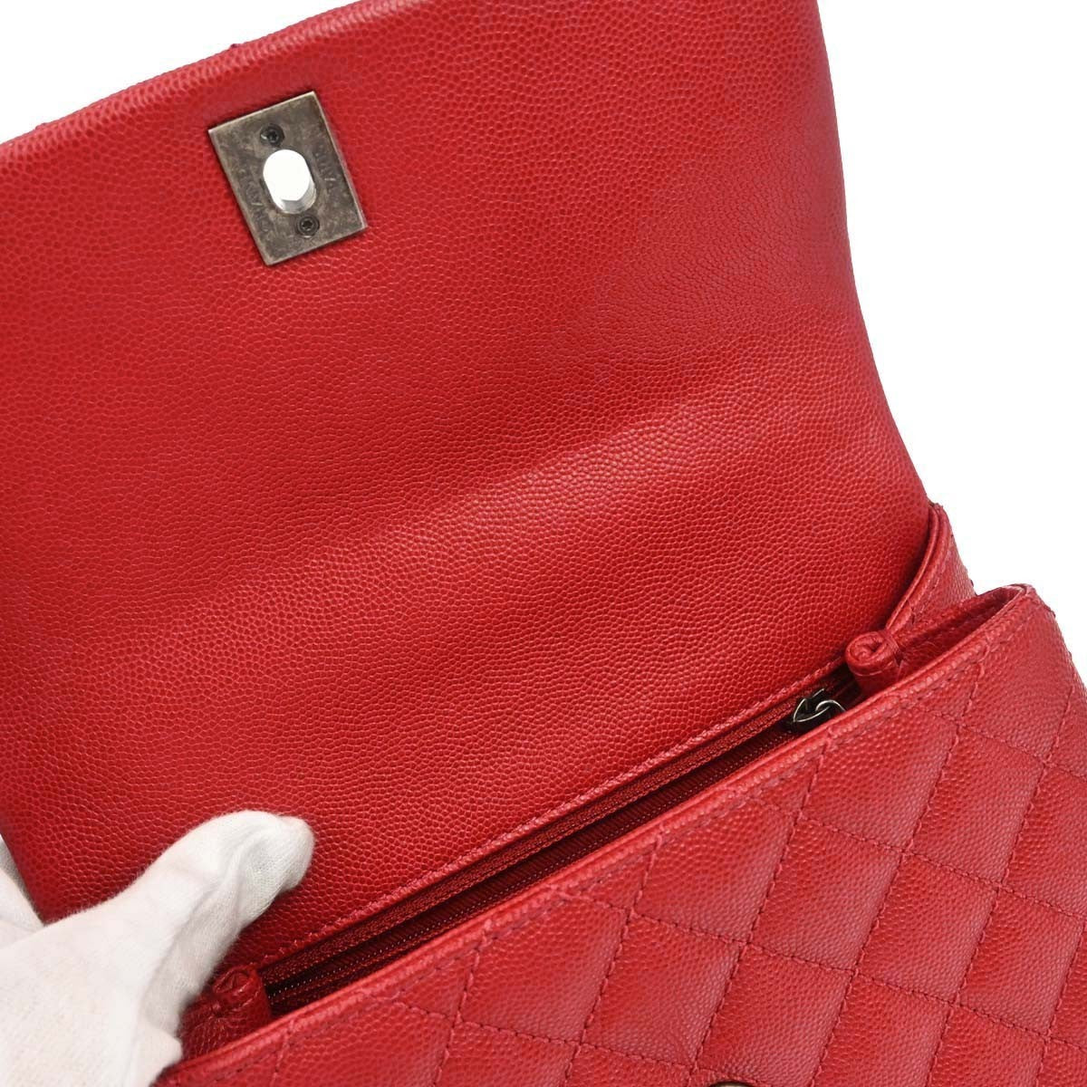 Chanel Red Calfskin Coco Handle 2way Handbag