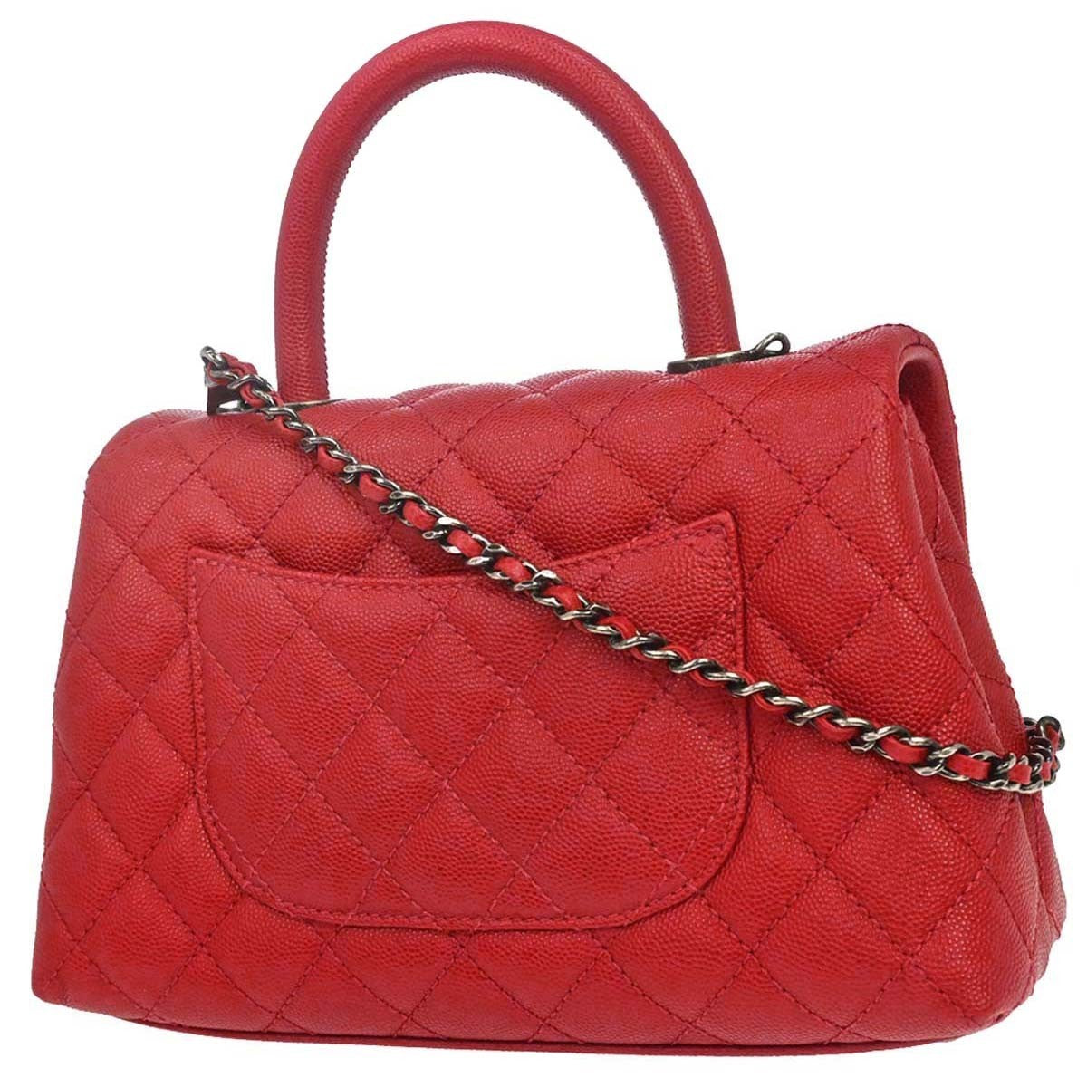 Chanel Red Calfskin Coco Handle 2way Handbag