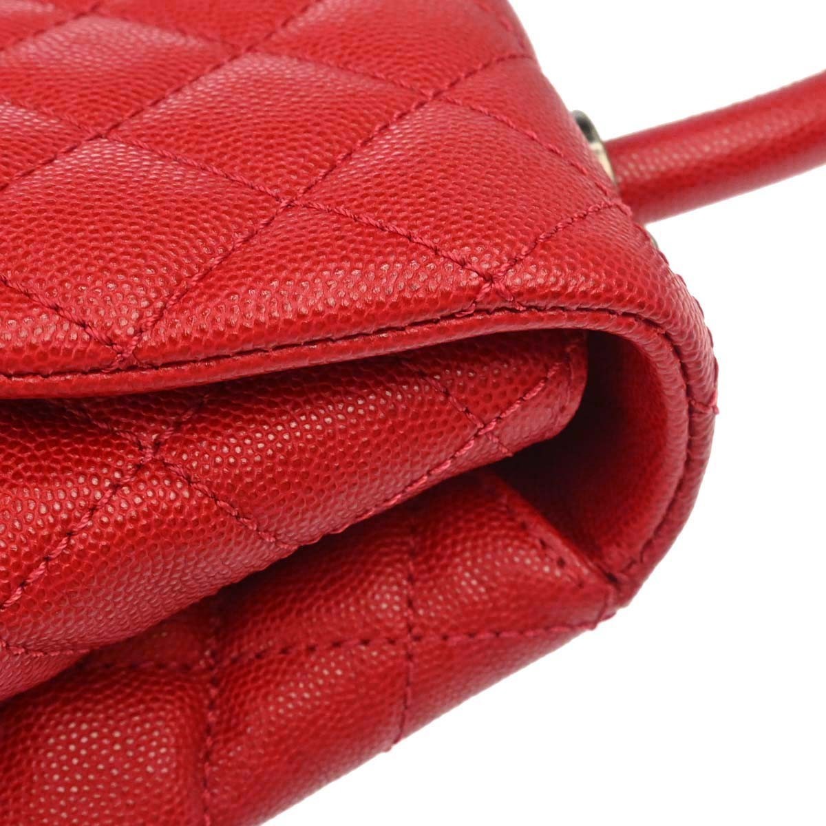 Chanel Red Calfskin Coco Handle 2way Handbag
