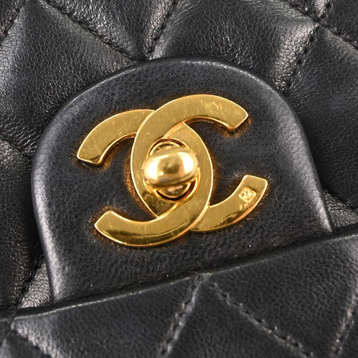 Chanel Black Lambskin Mini Classic Square Flap 17 Shoulder Bag