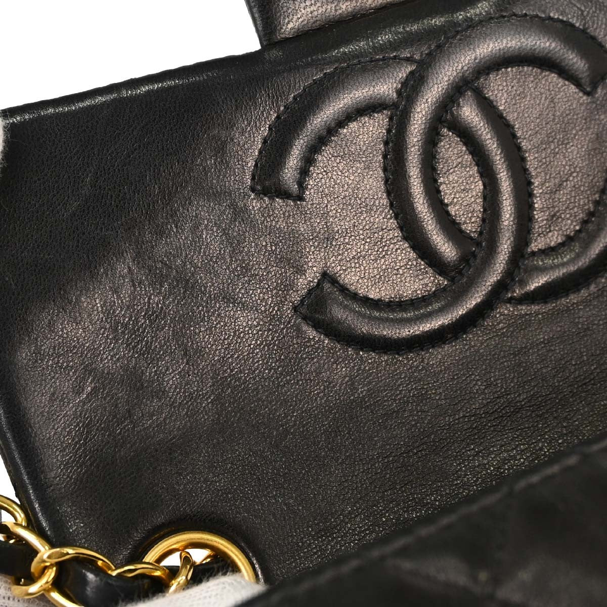 Chanel Black Lambskin Mini Classic Square Flap 17 Shoulder Bag