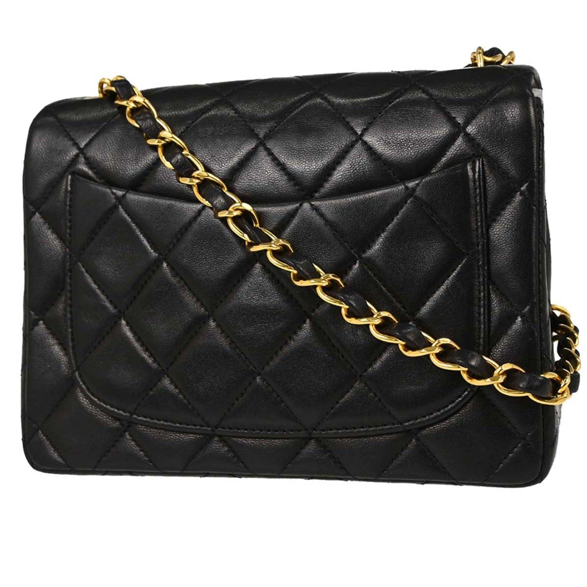 Chanel Black Lambskin Mini Classic Square Flap 17 Shoulder Bag